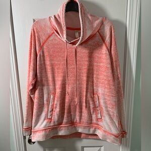 GreenTea Pink Marled Cowl Hoodie Sweater